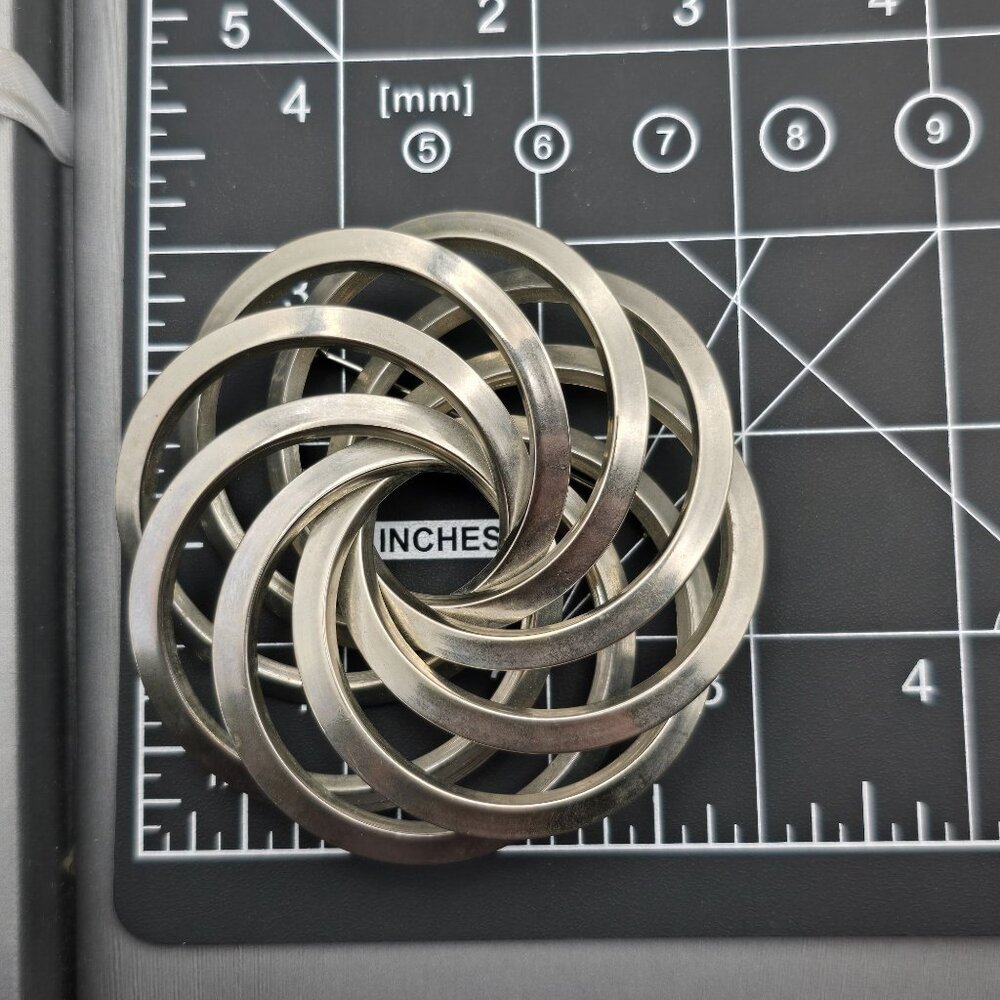 Vintage Silver Tone 3D Spiral Brooch 3"x3" Swirl Design Statement Jewelry - Picture 7 of 7